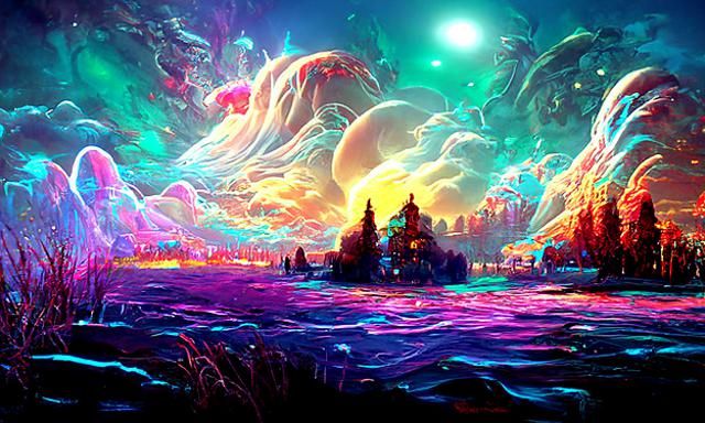 Ethereal Night Landscape Painting in Artstation Style