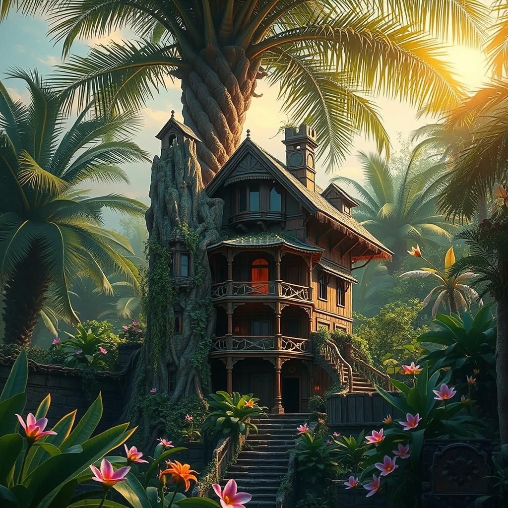 Mystical Jungle Mansion Suspended in Palm Tree