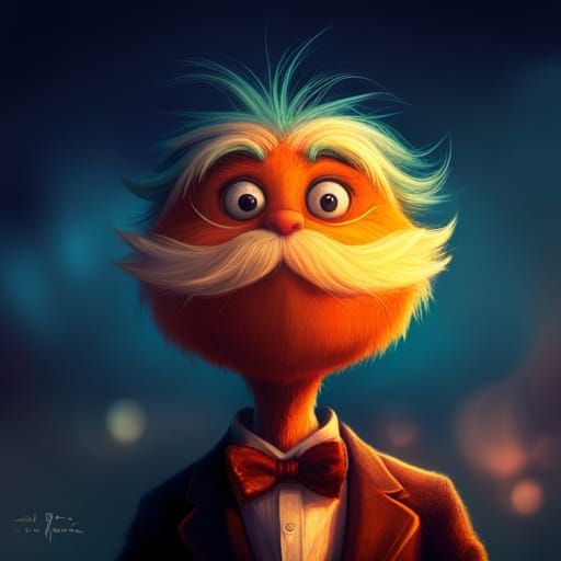 Colorful Lorax Portrait in Whimsical Style