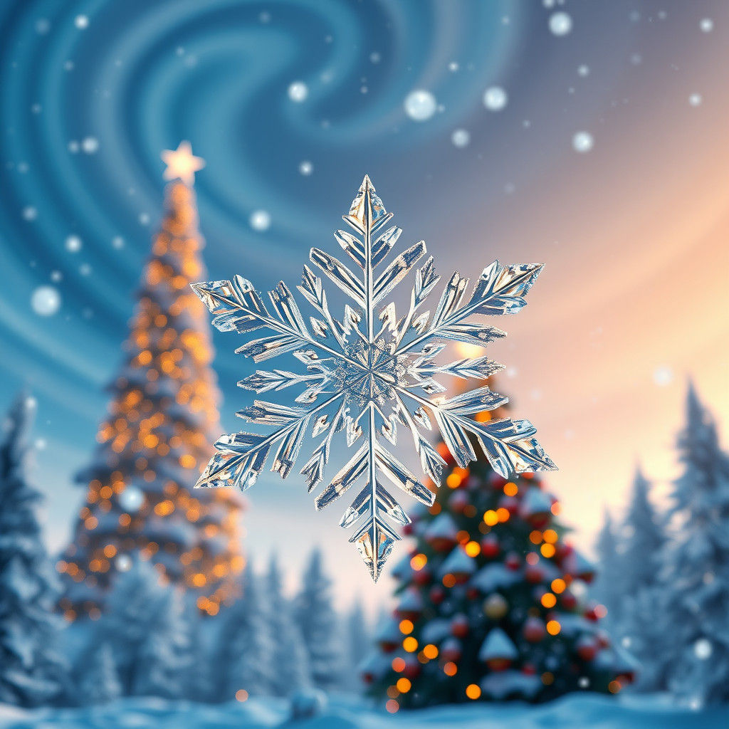 Intricate Snowflake Radiates Light in Winter Wonderland