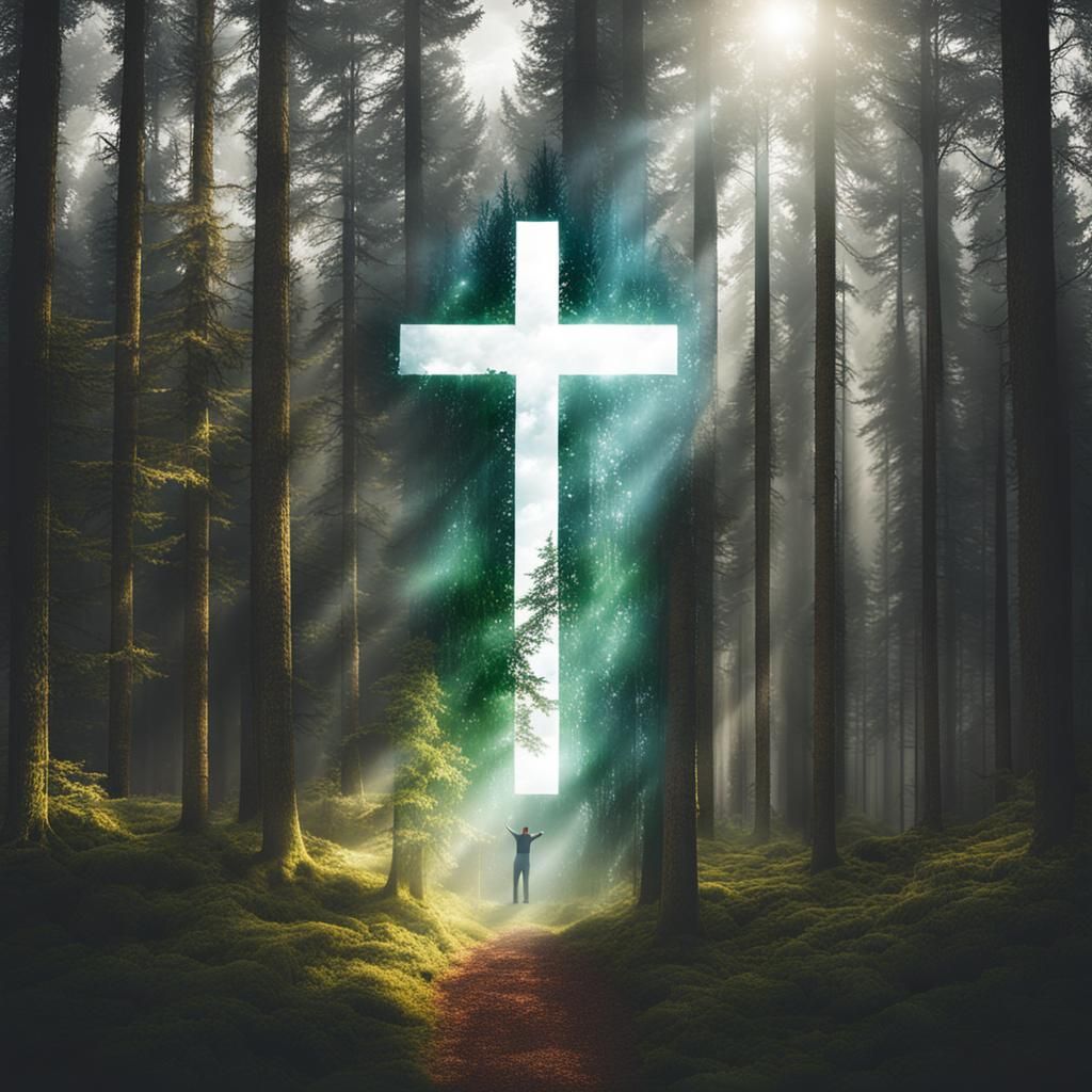 Double Exposure: Cross Over Forest and Mountains