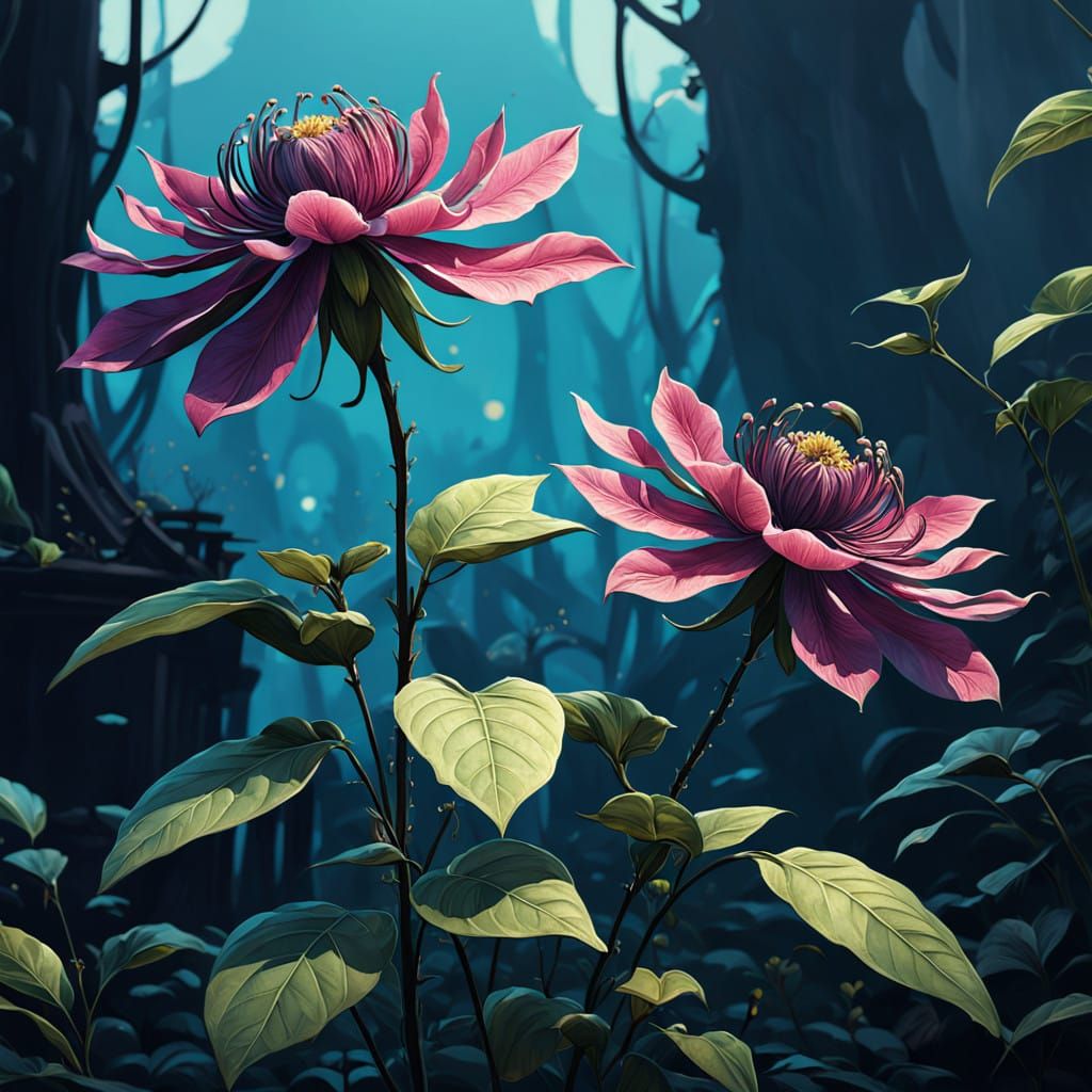 Enchanted Clematis Bloom in Dreamlike Realism