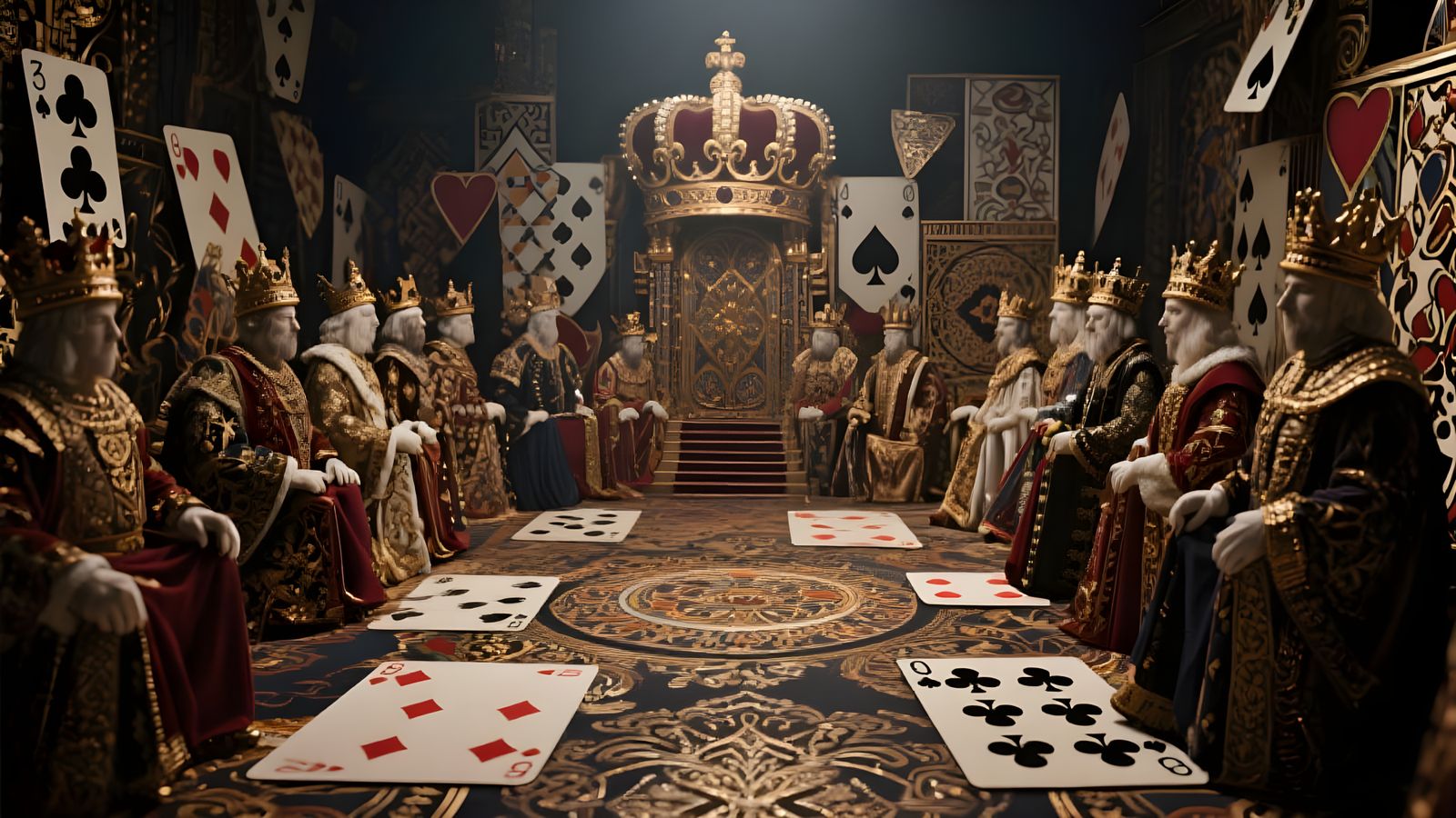 Royal Court Crafted From Playing Card Suits