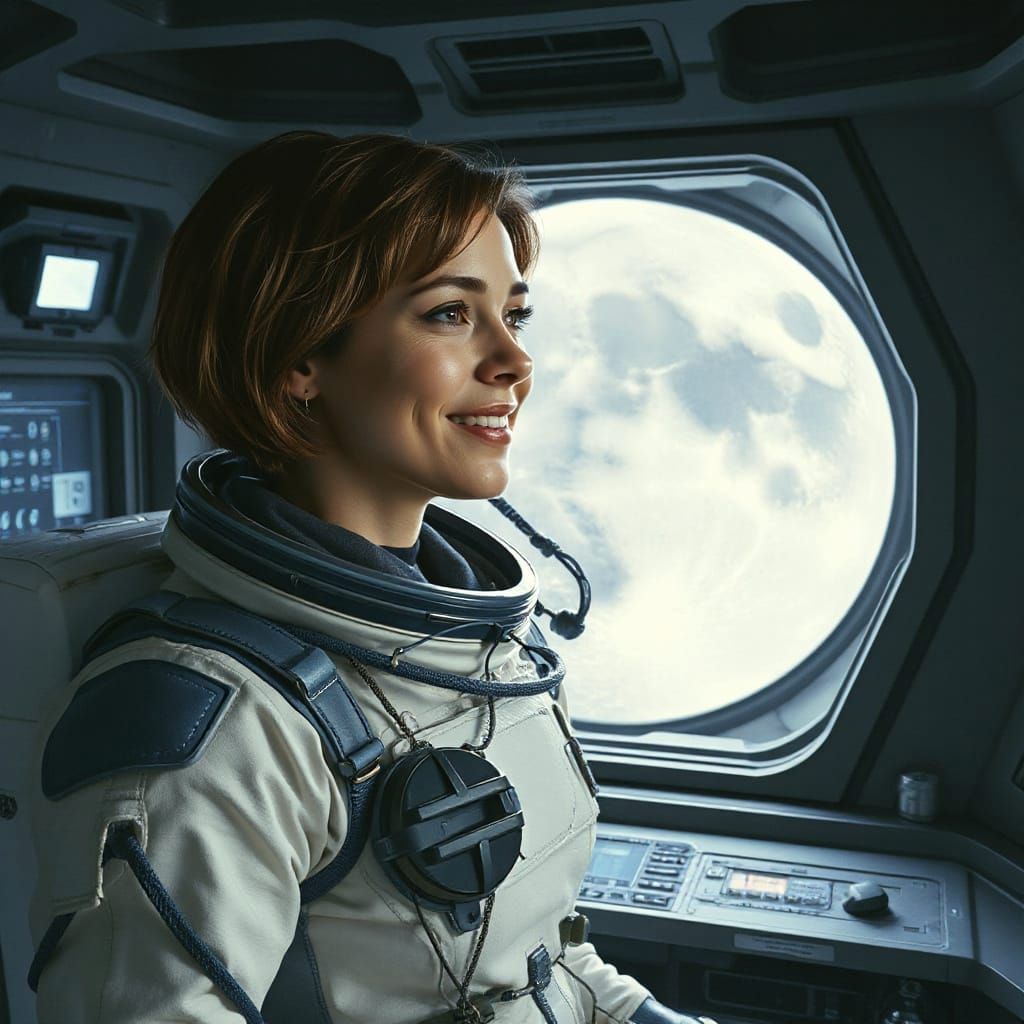 Smiling Astronaut on Lunar Mission