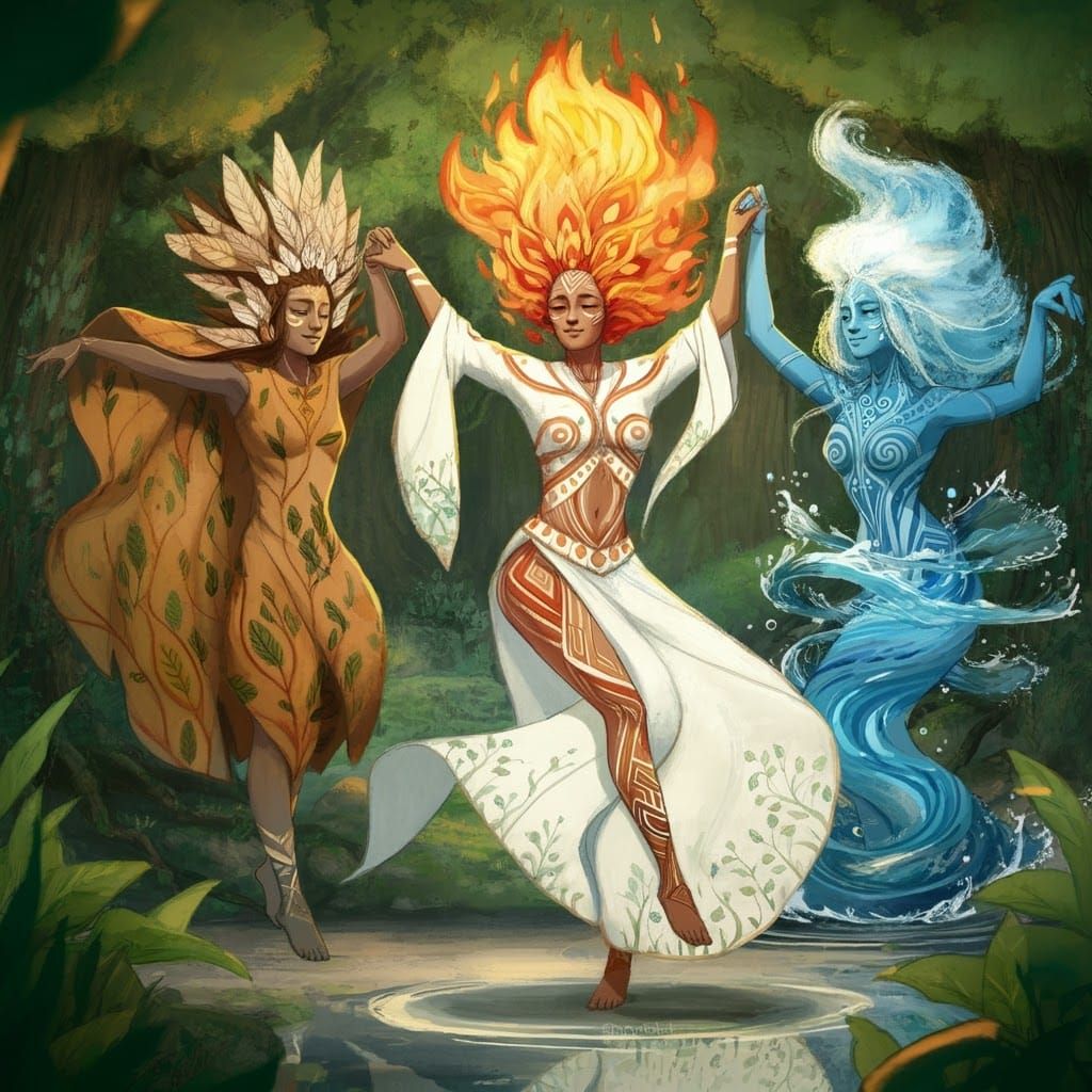 Elemental Tribal Dance: Earth, Air, Fire, Water