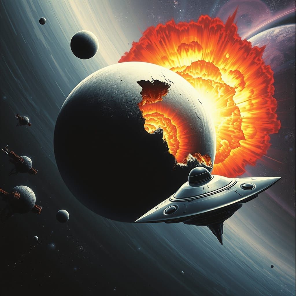 Planet Destroyed by Supernova, UFO Shelters Behind Satellite