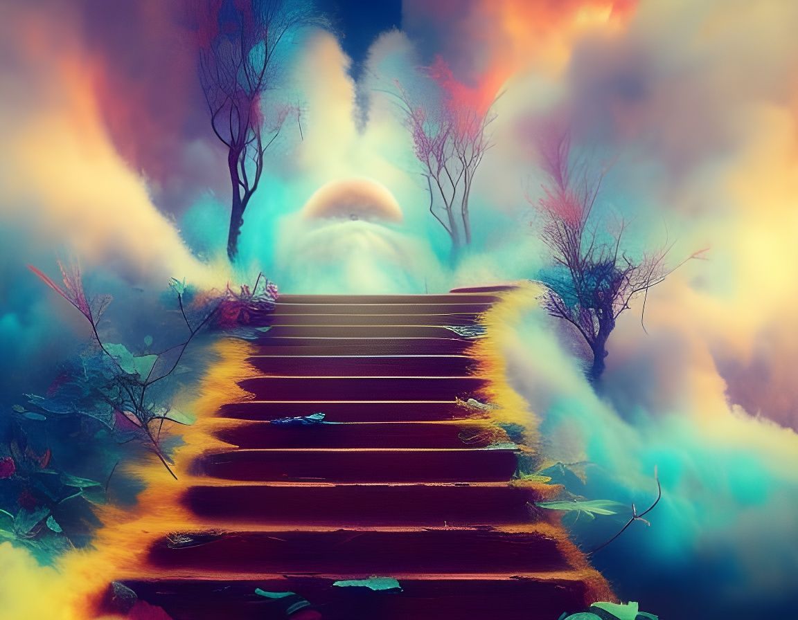 Surreal Stairway to Forever: Digital Illustration