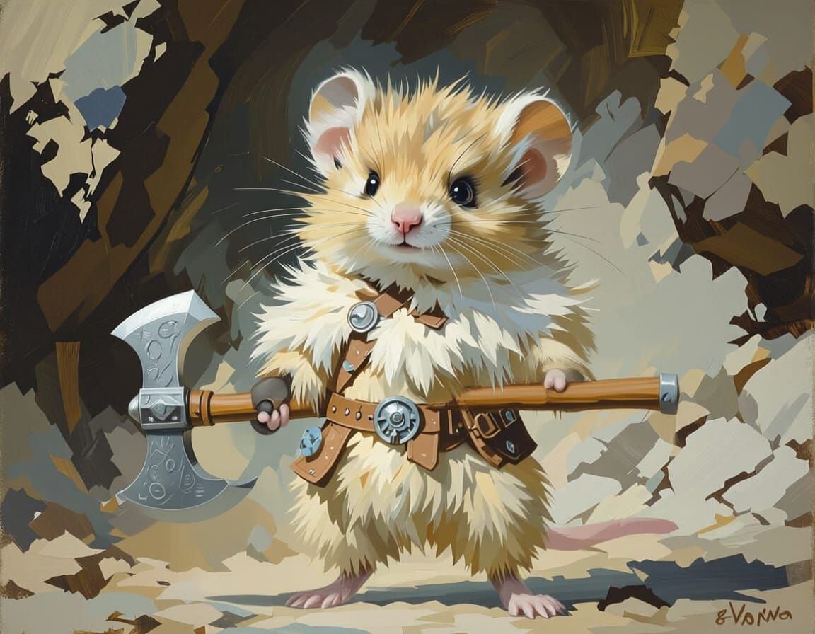 Pika Barbarian Mouse Warrior in Leather Armor