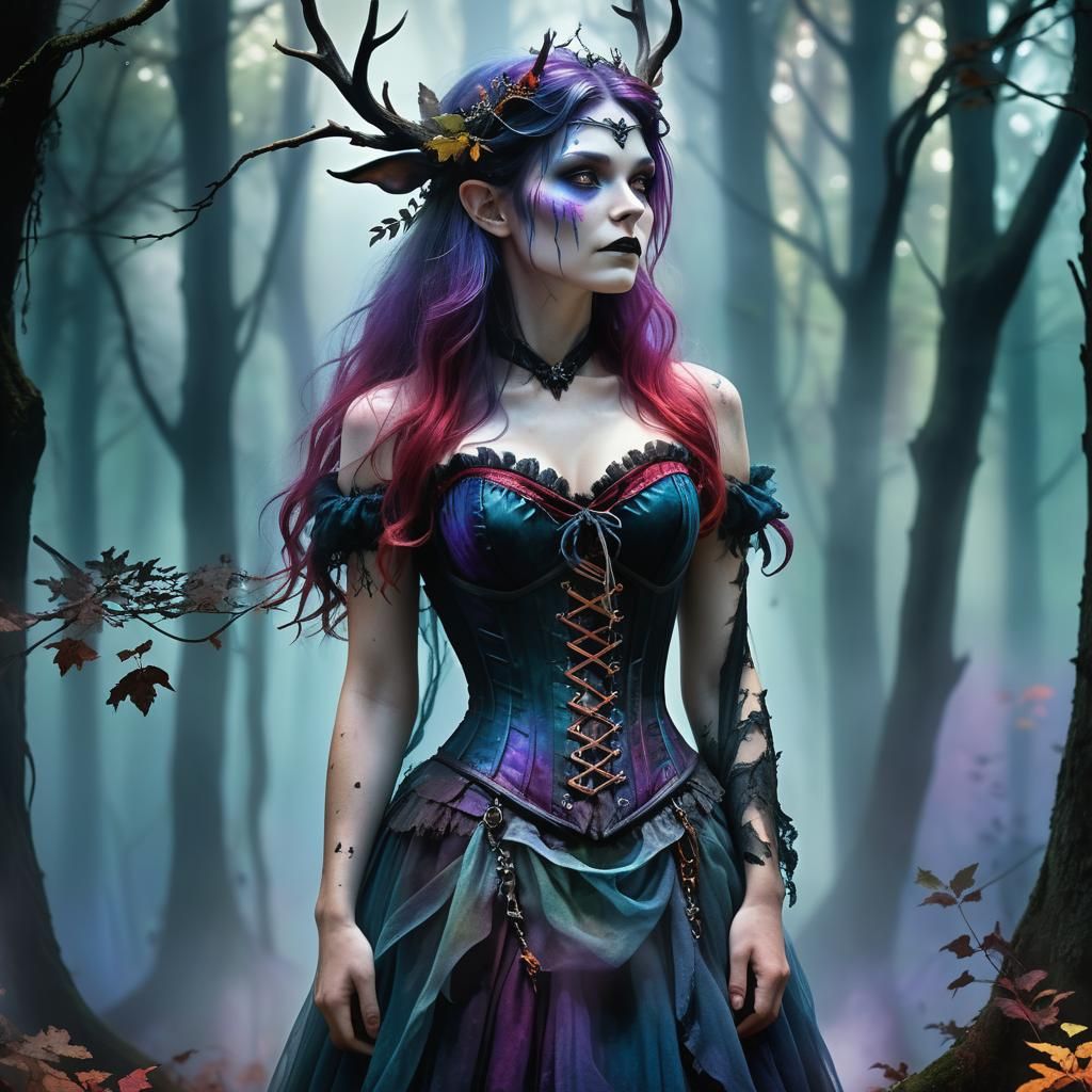 Ethereal Forest Witch Portrait in Hyperrealistic Style