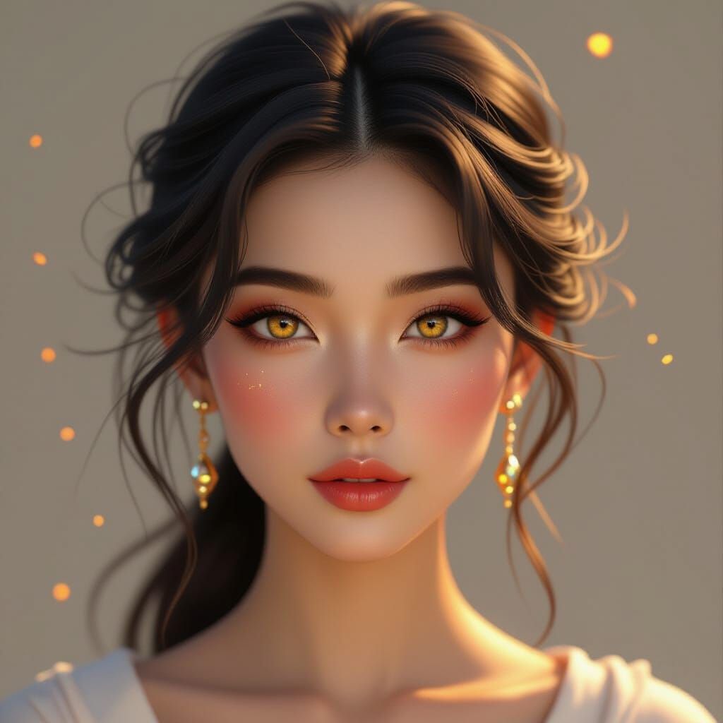 Vietnamese Digital Muse with Amber Eyes in Unreal Engine 6