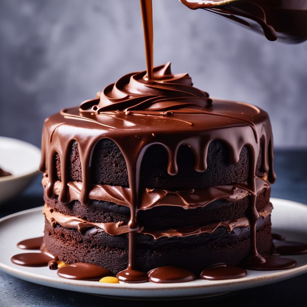 Chocolate Frosting Pouring: Macro Dessert Photography