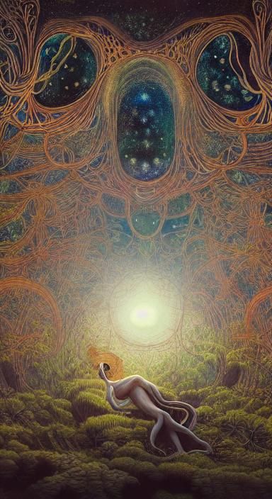 Eerie Ghost in Surreal Fairytale Landscape