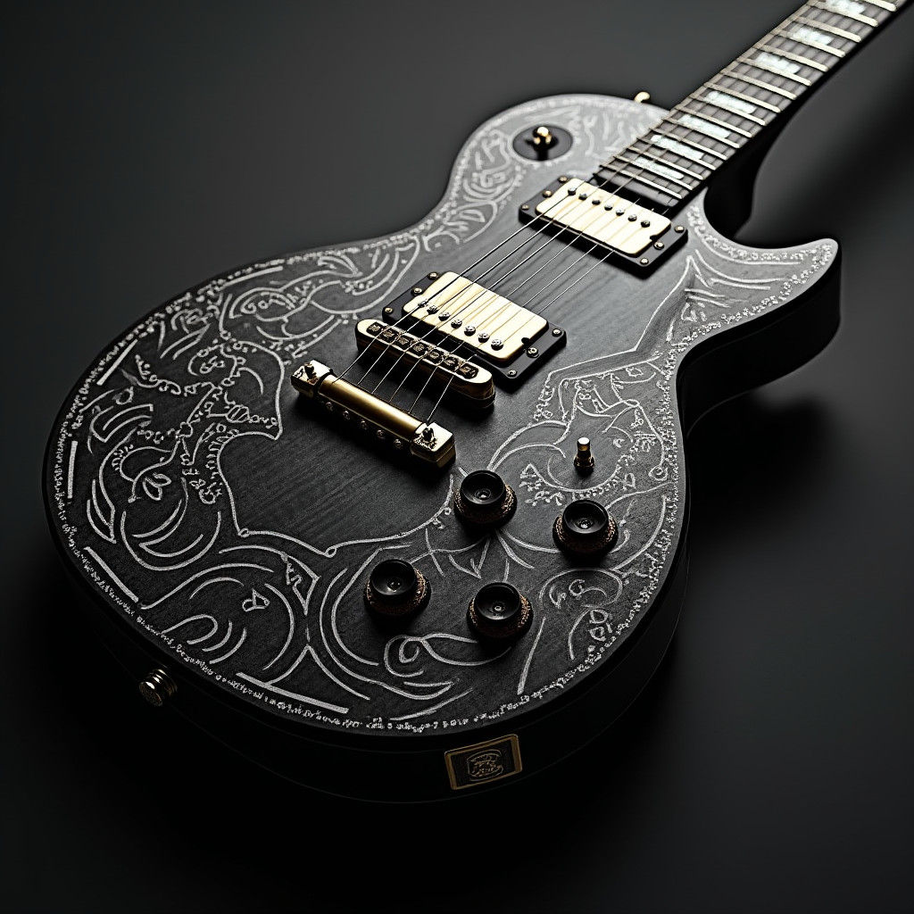 Carbon Fiber Les Paul Guitar with Tribal Inlays