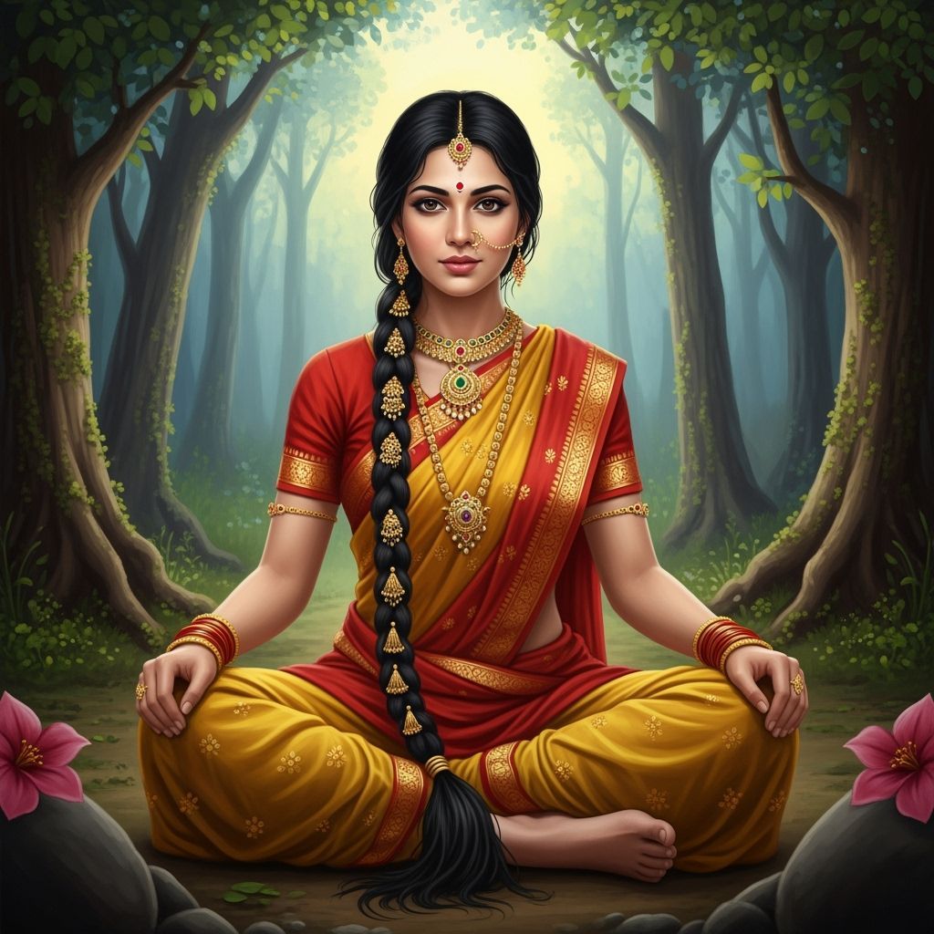 Hindu Goddess of Fortune in Ancient Forest