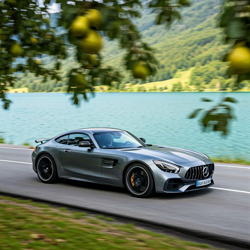 Dark Gray Mercedes-AMG GT on Mountain Road