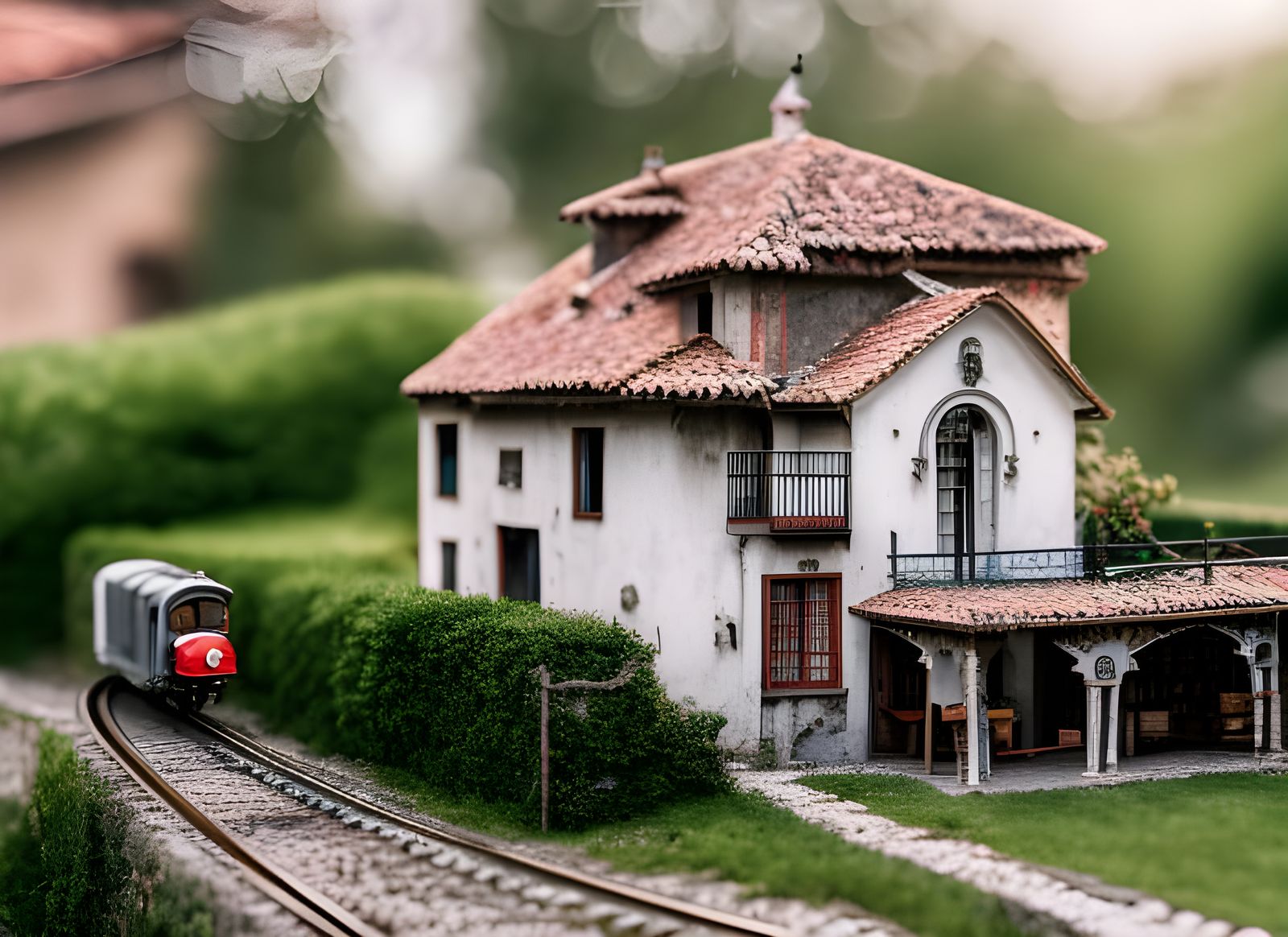 Detailed Diorama of Spanish Farmhouse, Hyperrealistic Photog...