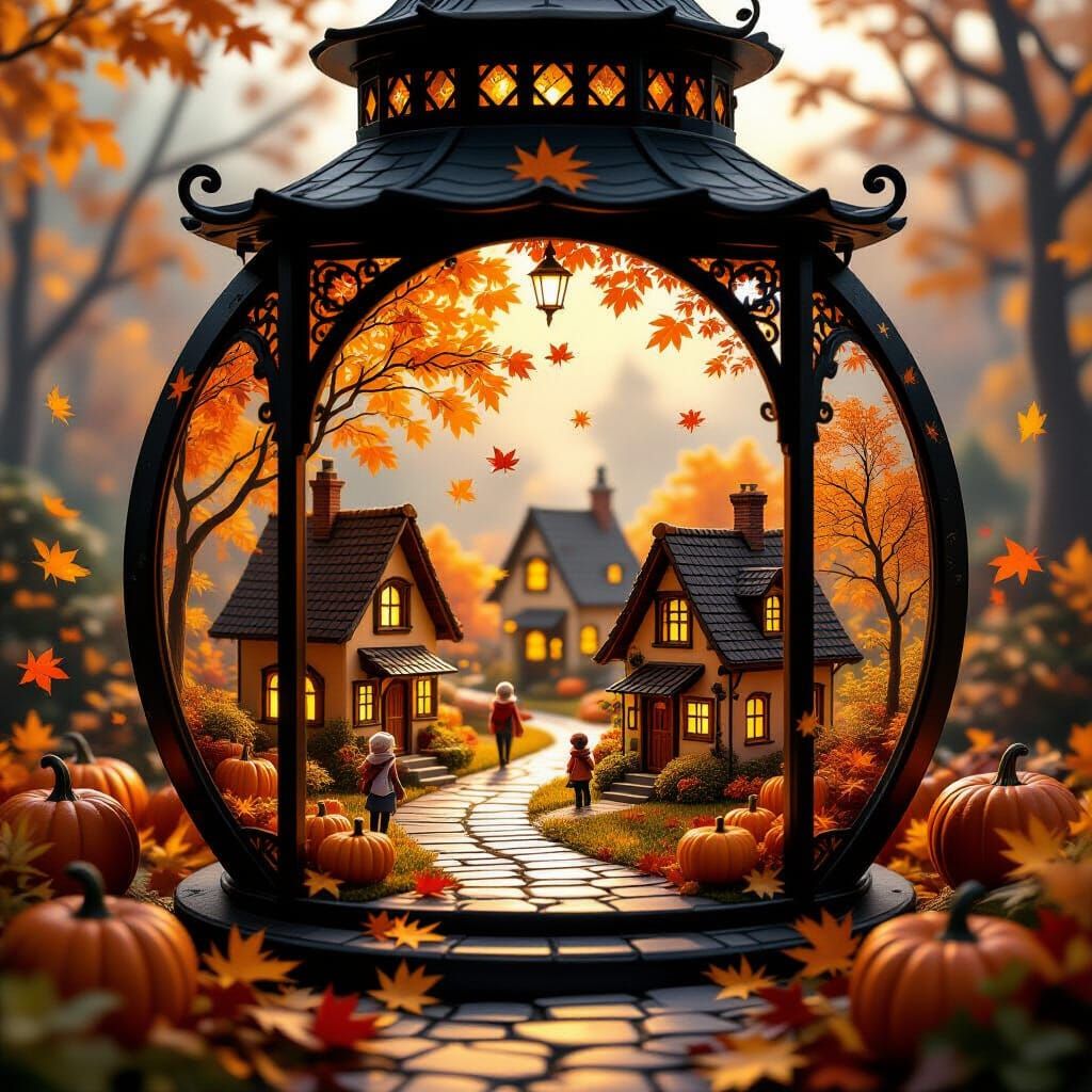 Miniature autumn village