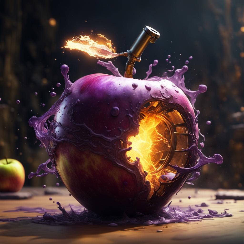 Exploding Apple Grenade: Dark Fantasy Concept Art