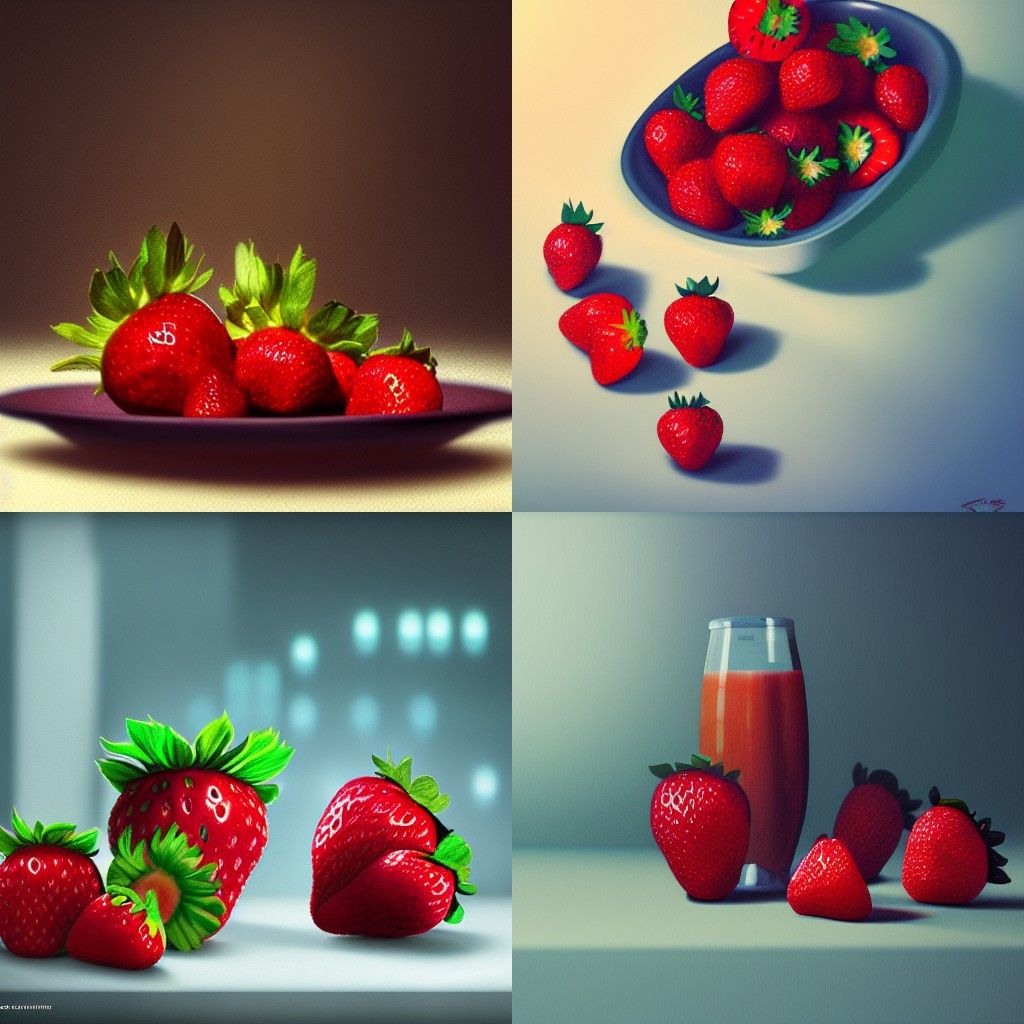 Cyberpunk Strawberries Still Life, Trending on ArtStation
