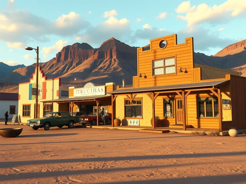 Truchas Village in Vintage Retro Style