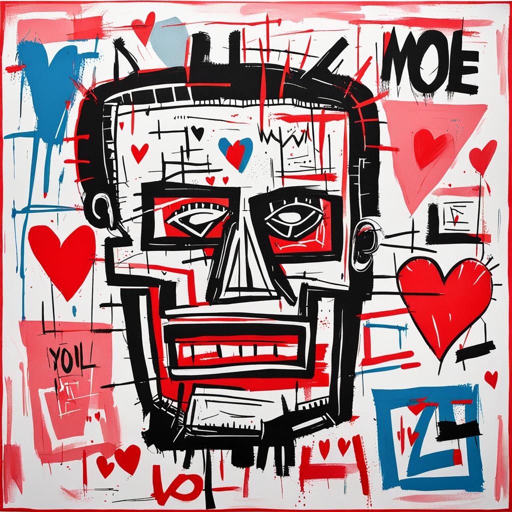 Valentine in Basquiat-Inspired Graffiti Art