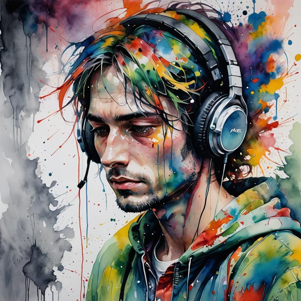 High quality, Masterpiece, aquarelle, wash technique, Colorful, A painting with dripping and scattered paint, Painting l...