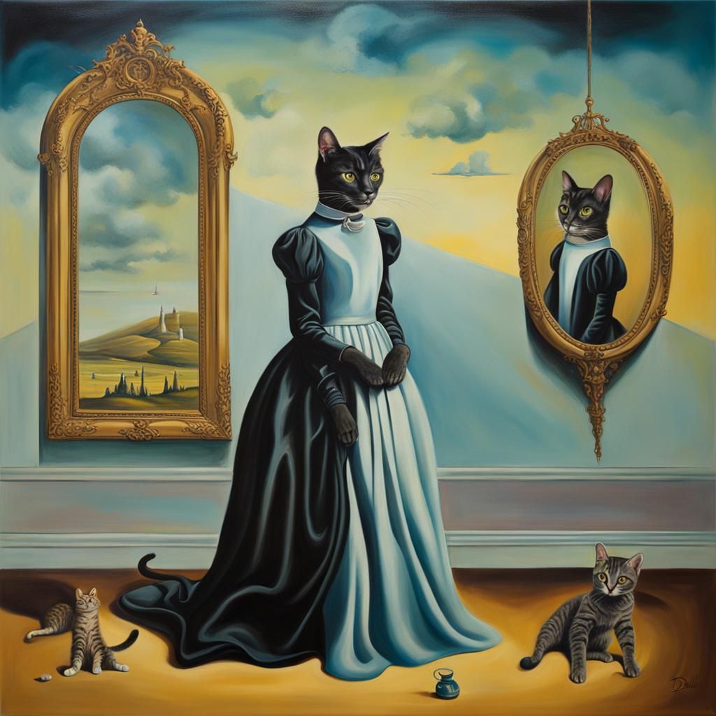 Catwoman Cat in Surrealist Salvador Dali Style