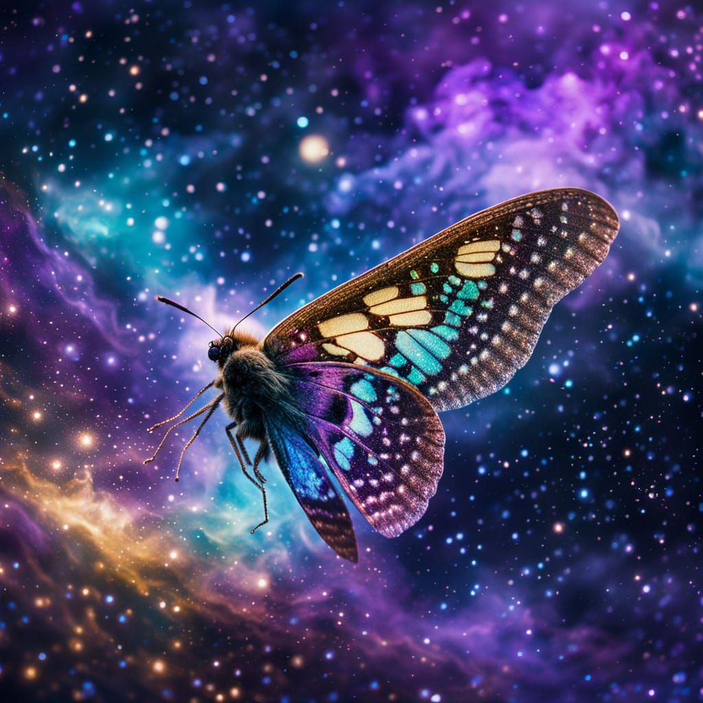Stardust Moth Wing in Cosmic Surrealism