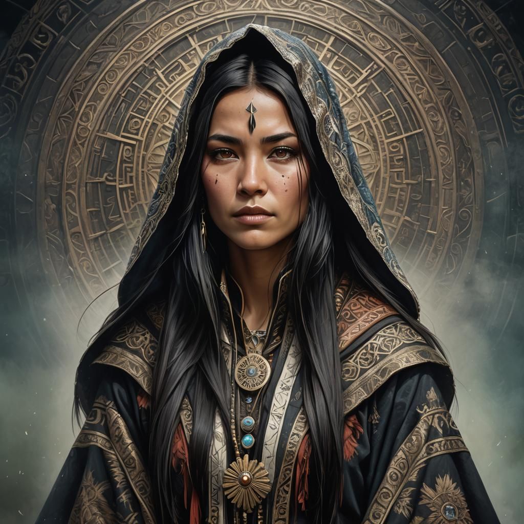 First Nations Shaman Portrait in Hyperrealistic Style