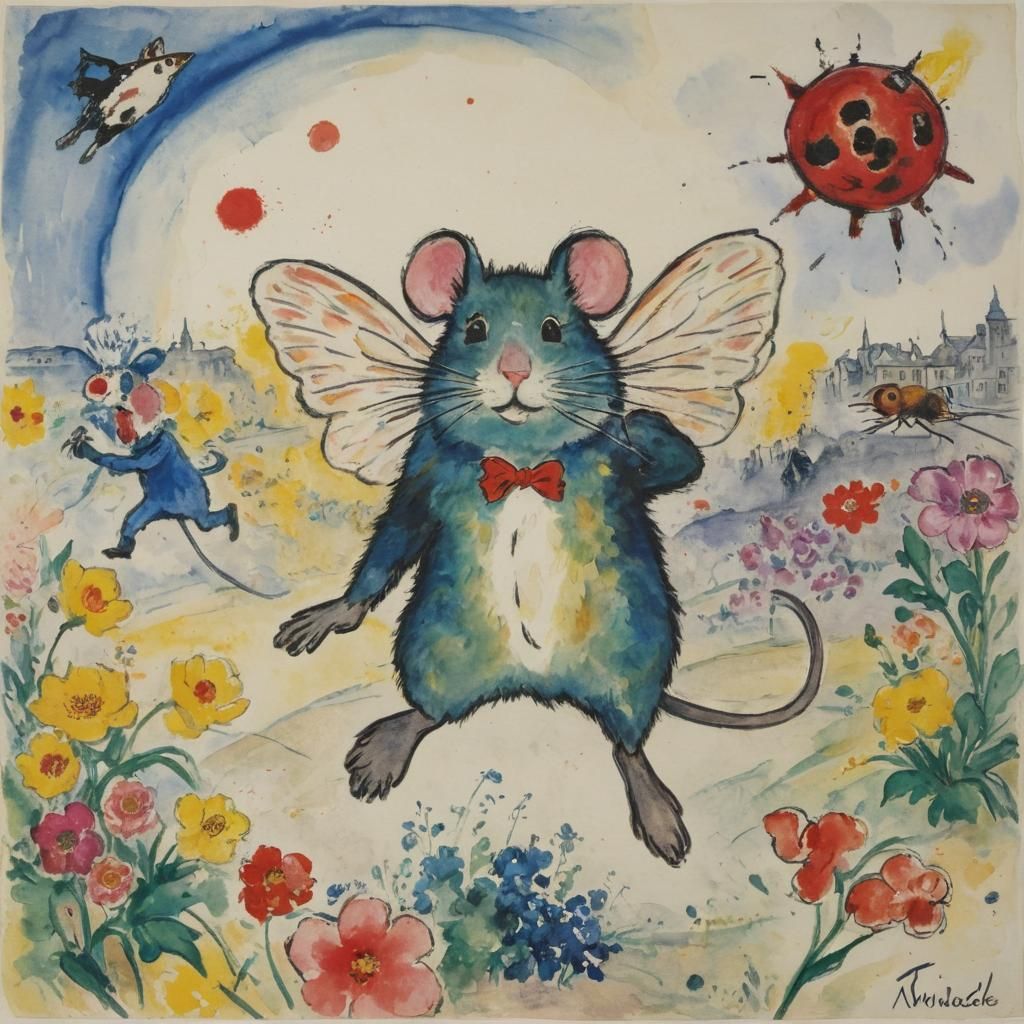 Mouse Defusing Bomb in Expressionist Surrealism