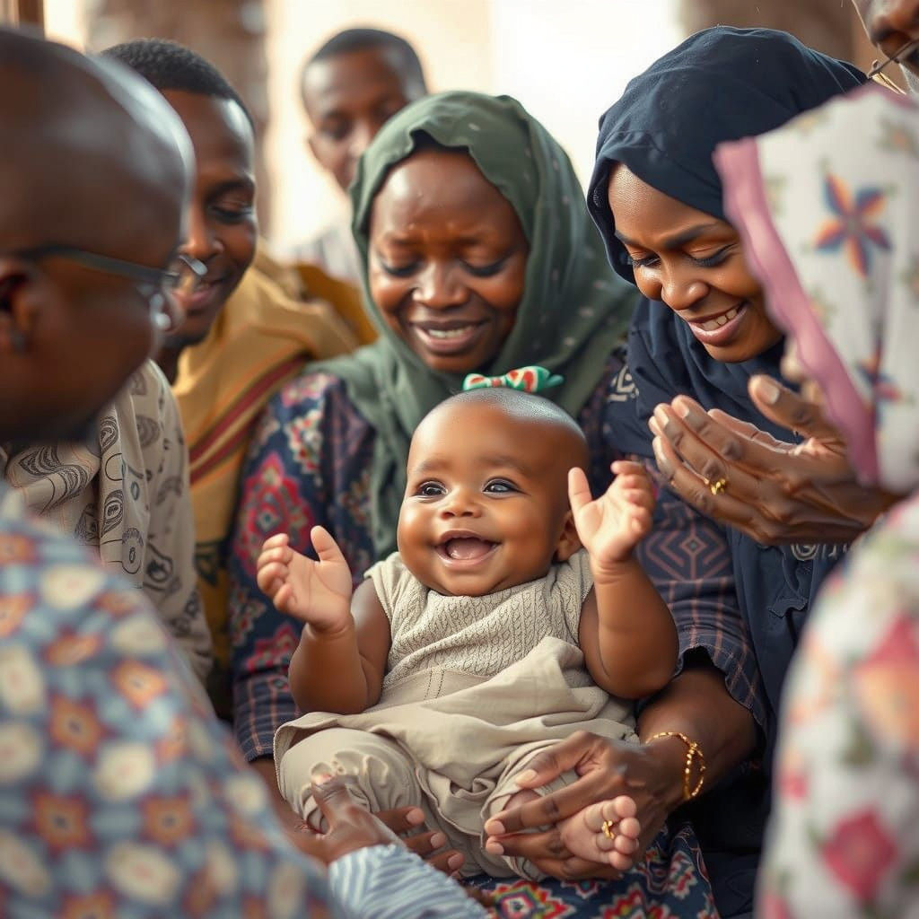 Ethiopian Family Embraces Joyful Newborn in Traditional Sett...