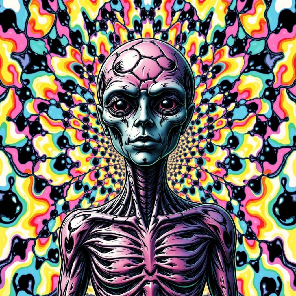 Cow Print Alien with Playful Patterns