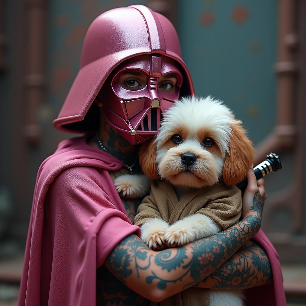Woman with Dog as Luke Skywalker, Fantasy Art