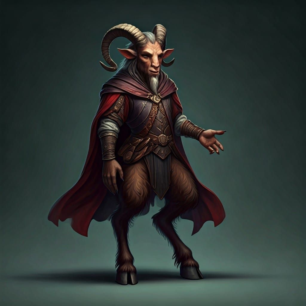 Benevolent Satyr in Dark Fantasy Attire