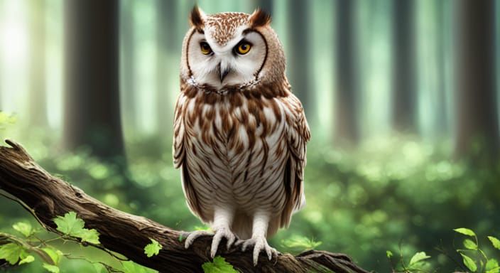 Realistic Owl in Forest Wildlife Photography