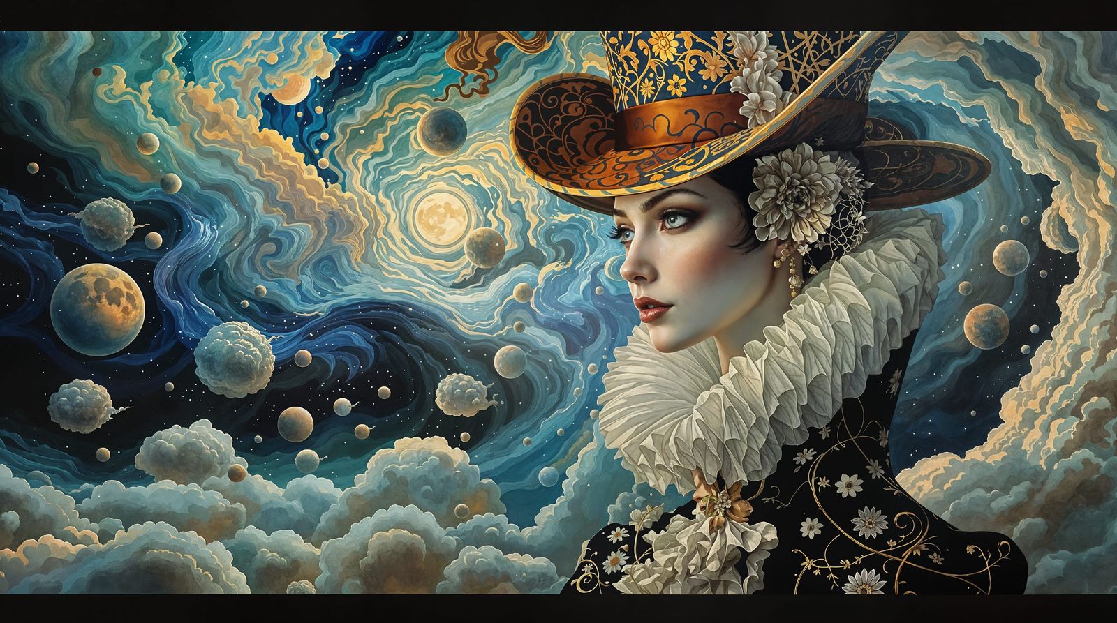 Surreal Portrait of a Contemplative Woman