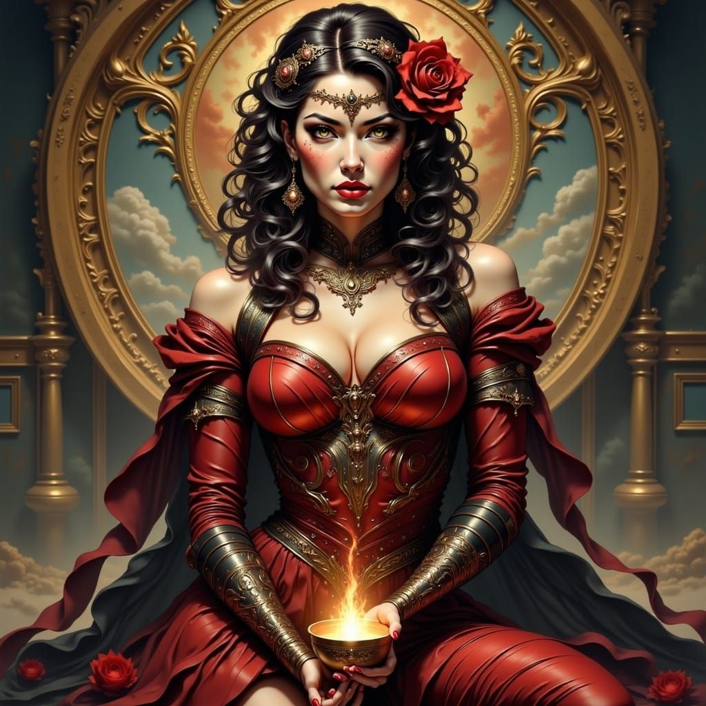 Vintage Pin-Up Portrait in Warwick Goblet Style