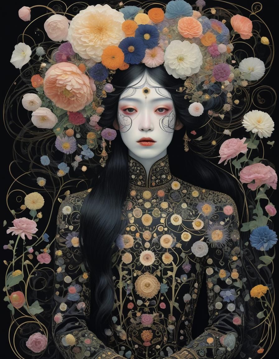 Ethereal Floral Art in Minimalist Fantasycore Style