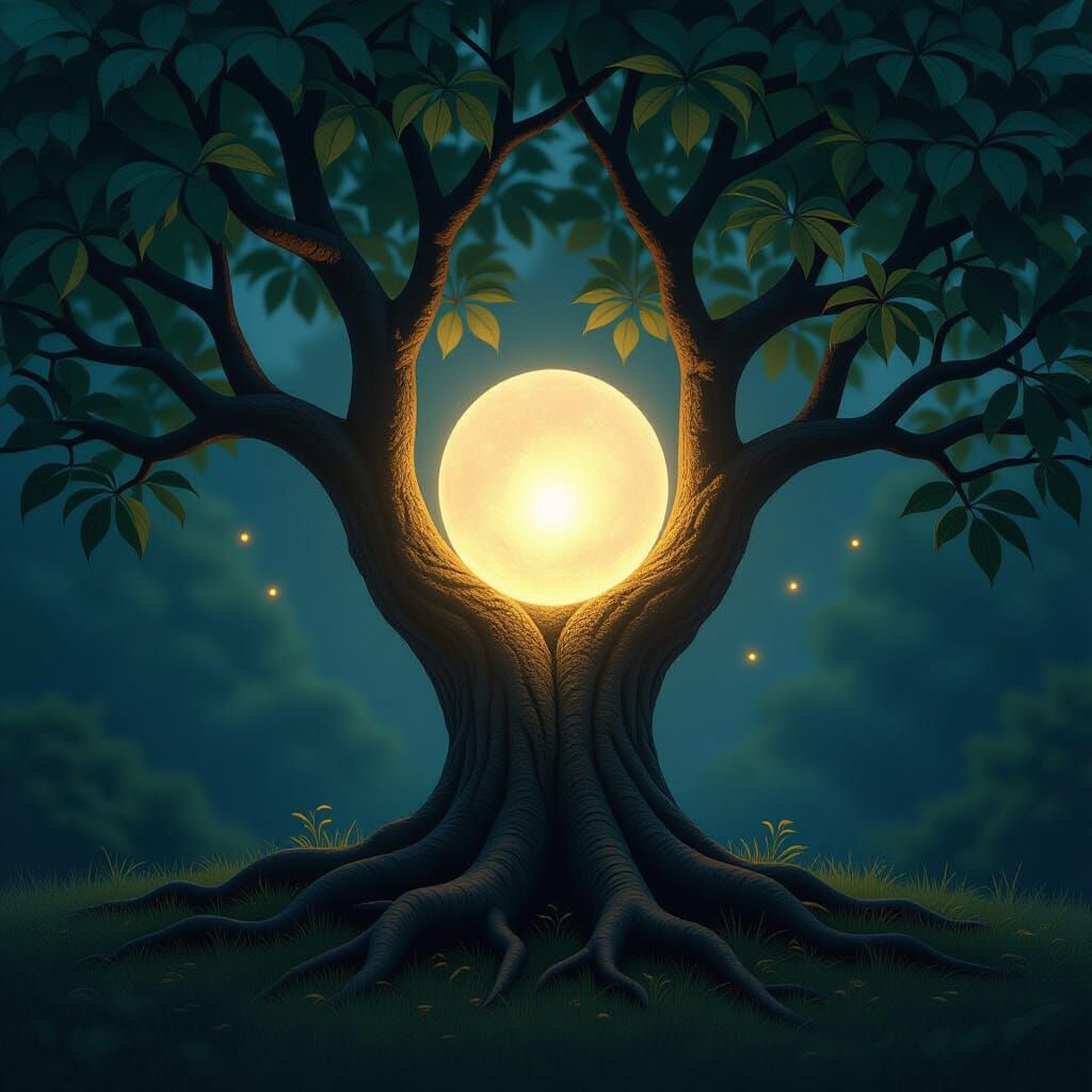 Mystical Tree With Inner Light Orb