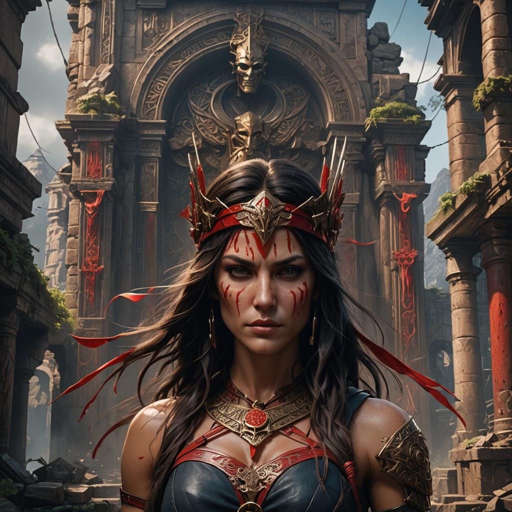 Detailed Portrait of Elektra in Fantasy Art Style
