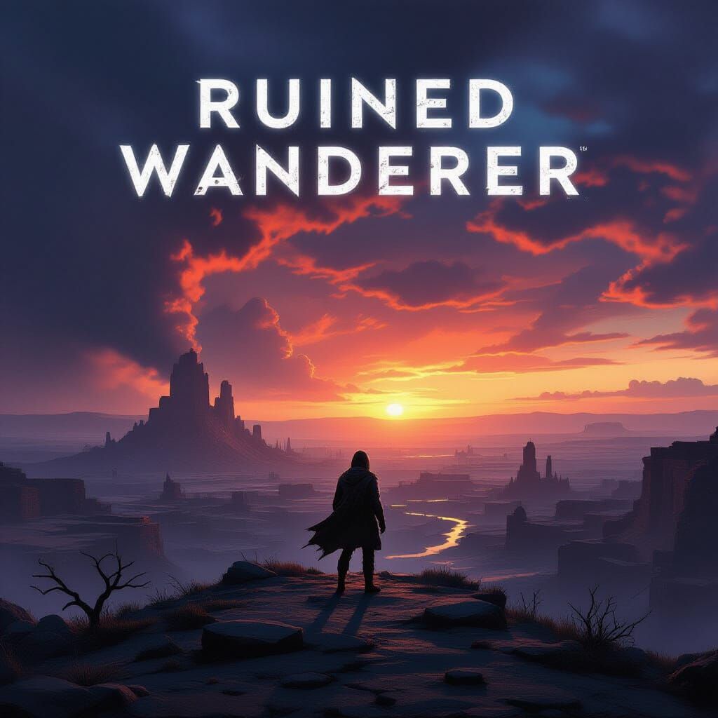 Ruined City: Lone Wanderer at Sunset