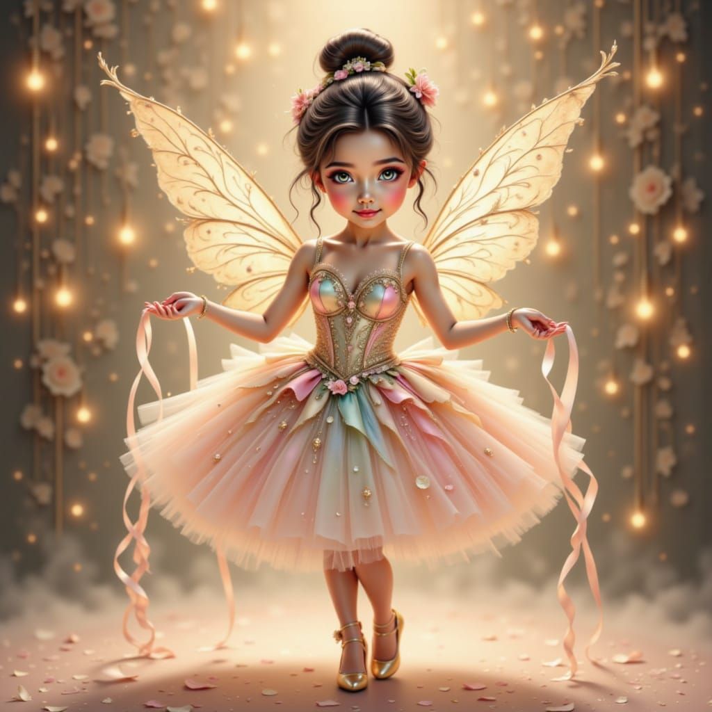Toddler Fairy Ballerina Pirouettes in Dream Ballroom