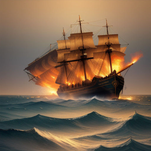 Ancient Naval Clash in Cinematic Golden Hour