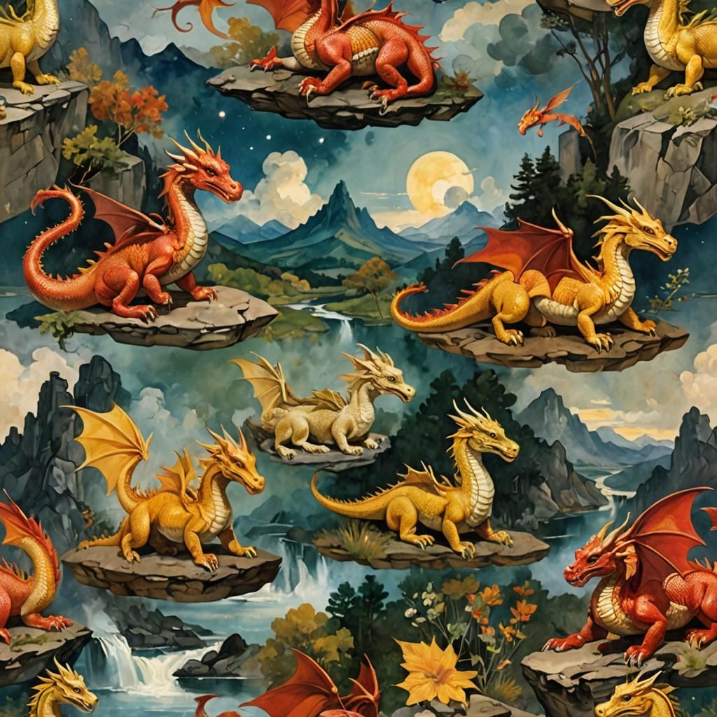 Crystal Dragon Soaring in Dreamscape, Art Styles Mix