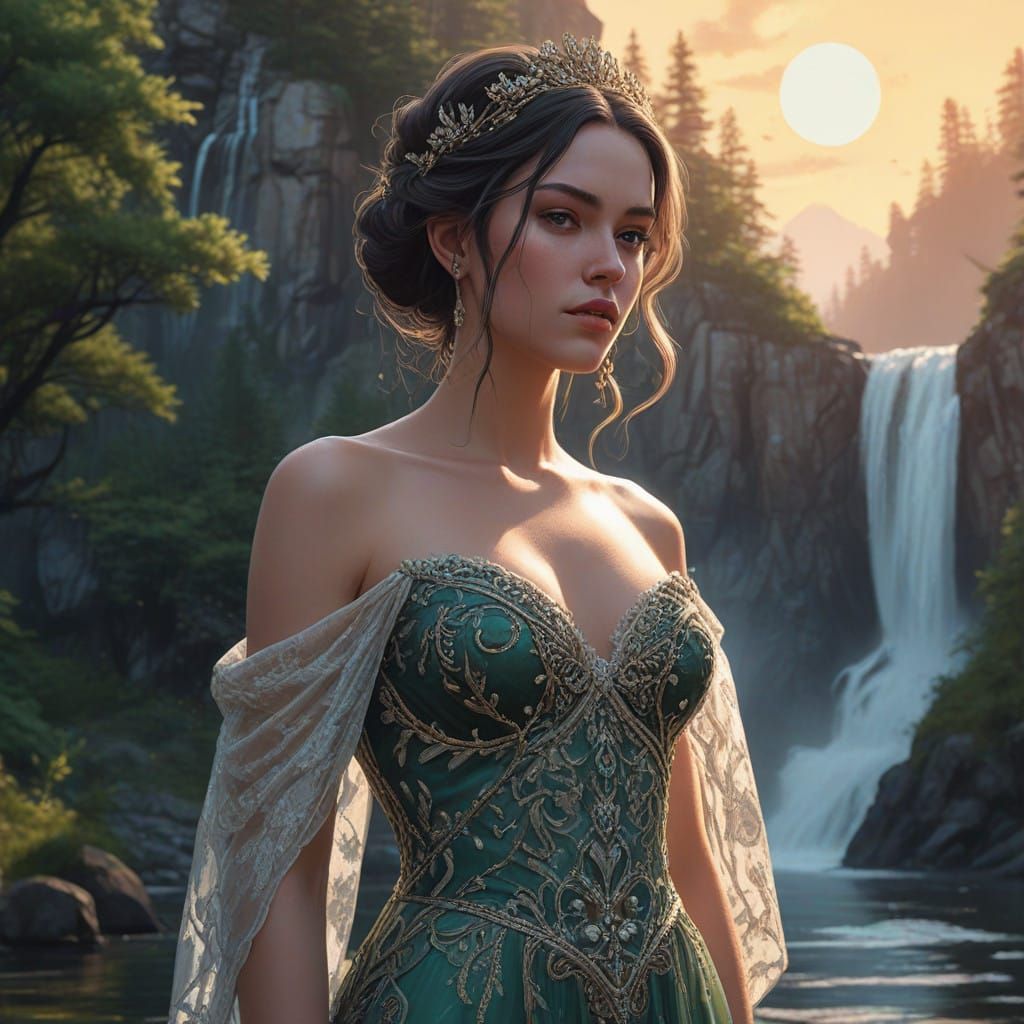 Ethereal Goddess in Whimsical Landscape, Unreal Engine 5 Con...