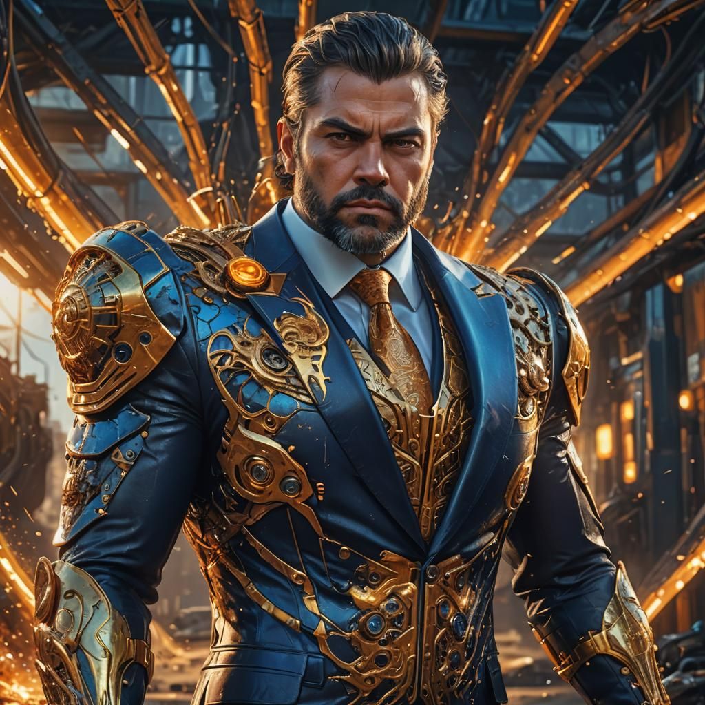 Serious Man in Suit: Hyper-Realistic Digital Art