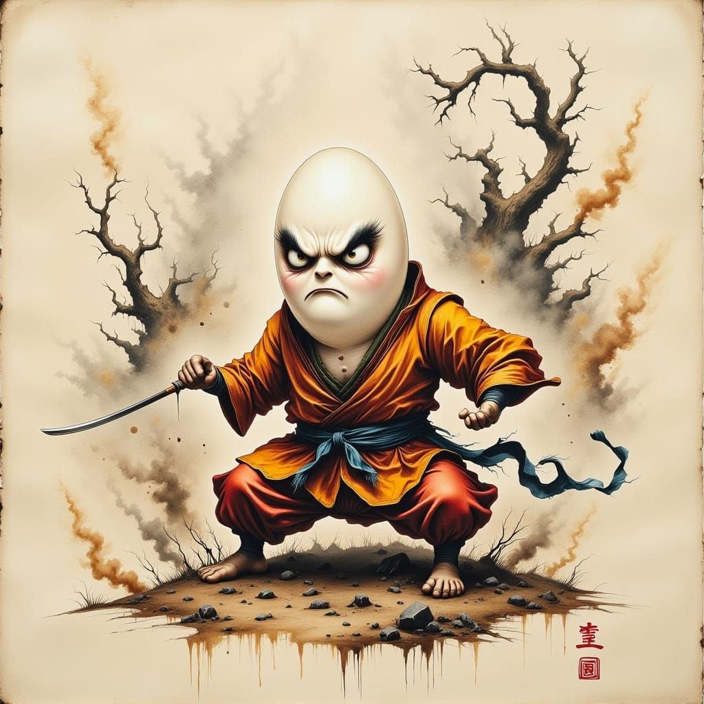 Kung Fu Egg: Modern Chinese Ink Painting