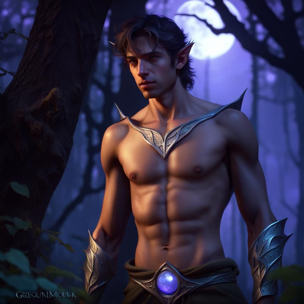 Moonlit Elf in Dark Fantasy Style