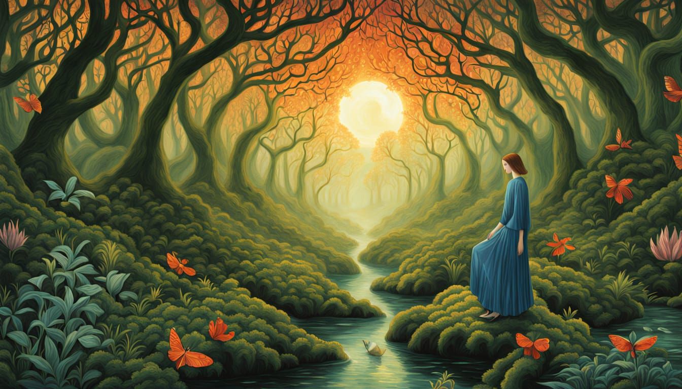 Eerie Encounters: Woman and Fly Magnet in Digital Art