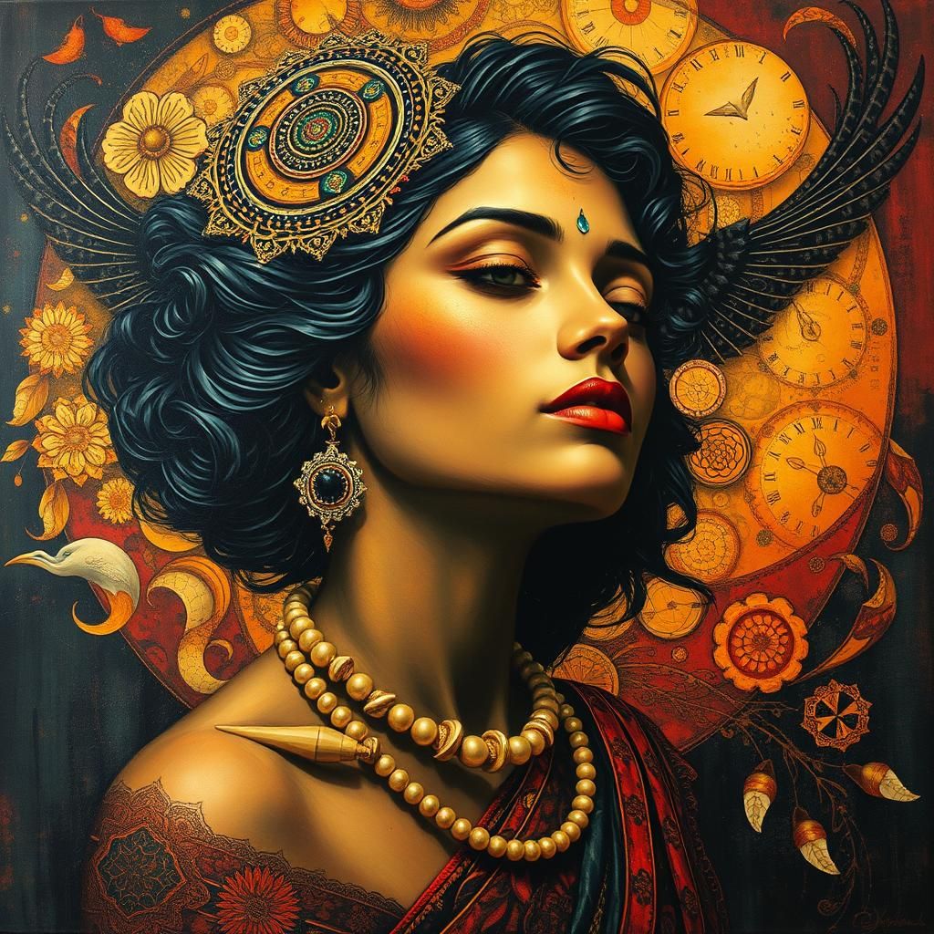 Sri Lankan Woman in Impasto Art Deco Style